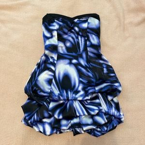 strapless poofy mini dress